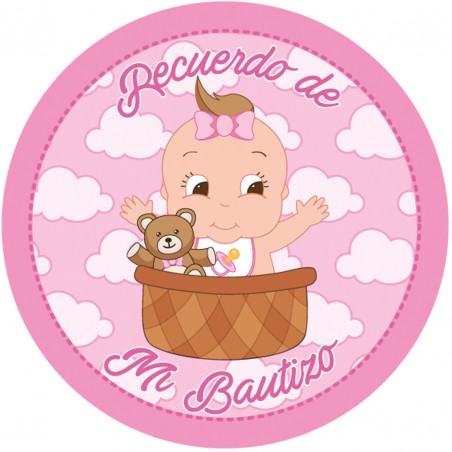 Bolsa branca com adesivos de batizado