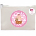 Bolsa branca com adesivos de batizado