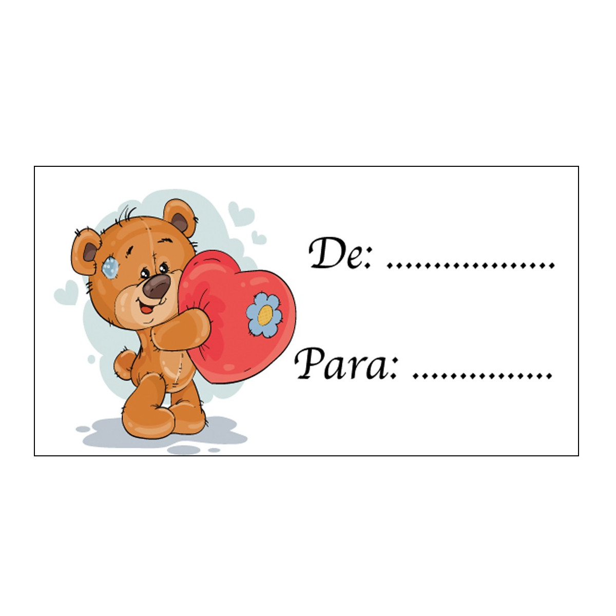Cartão pegajoso para presentes heart bear para colocar nomes