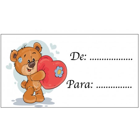 Cartão pegajoso para presentes heart bear para colocar nomes