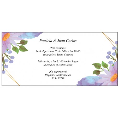 Convites de casamento com flores