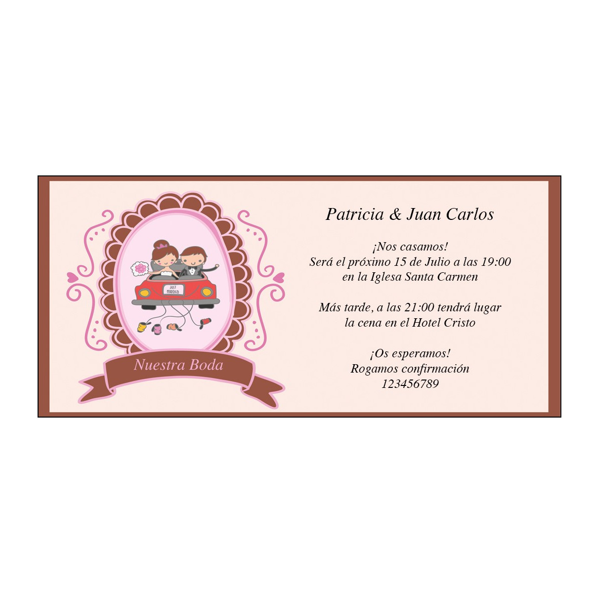 Convites de casamento noivos no carro