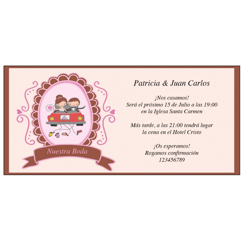 Convites de casamento noivos no carro
