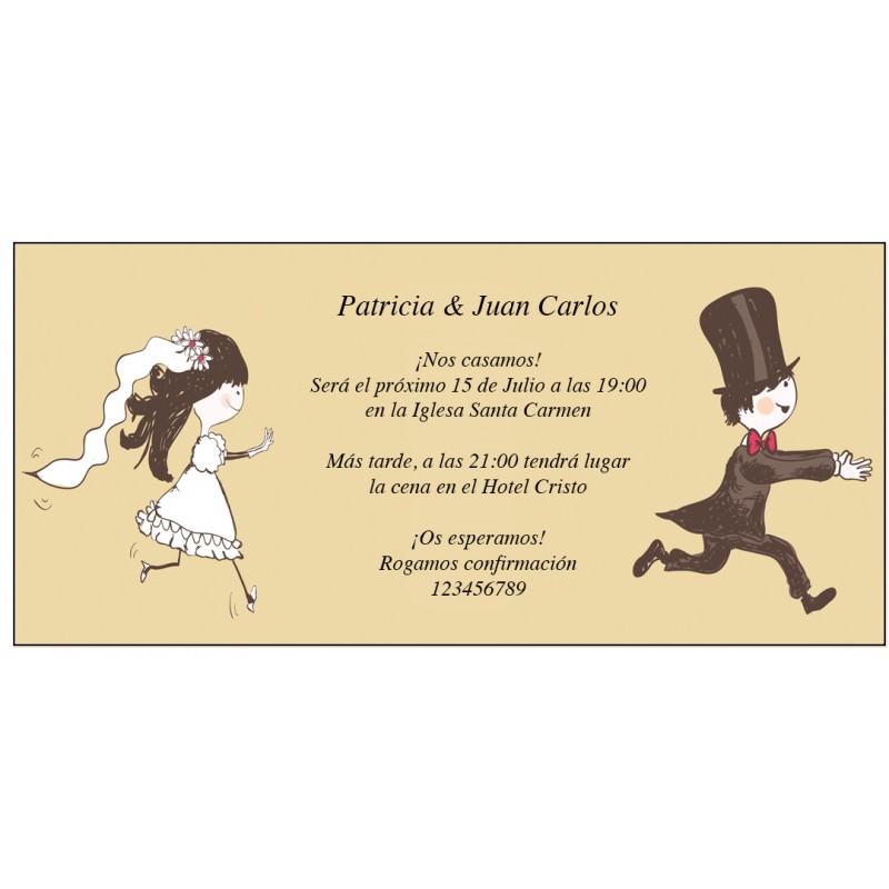 Convites de casamento engraçados com noivos correndo