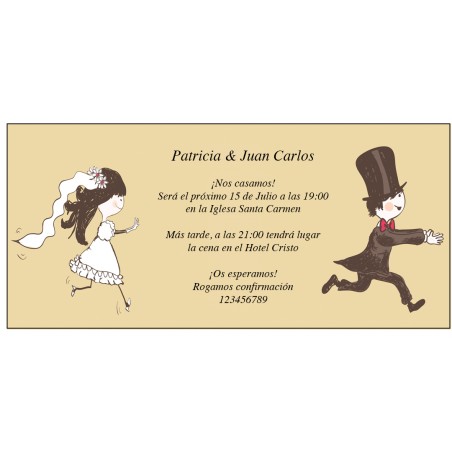 Convites de casamento engraçados com noivos correndo