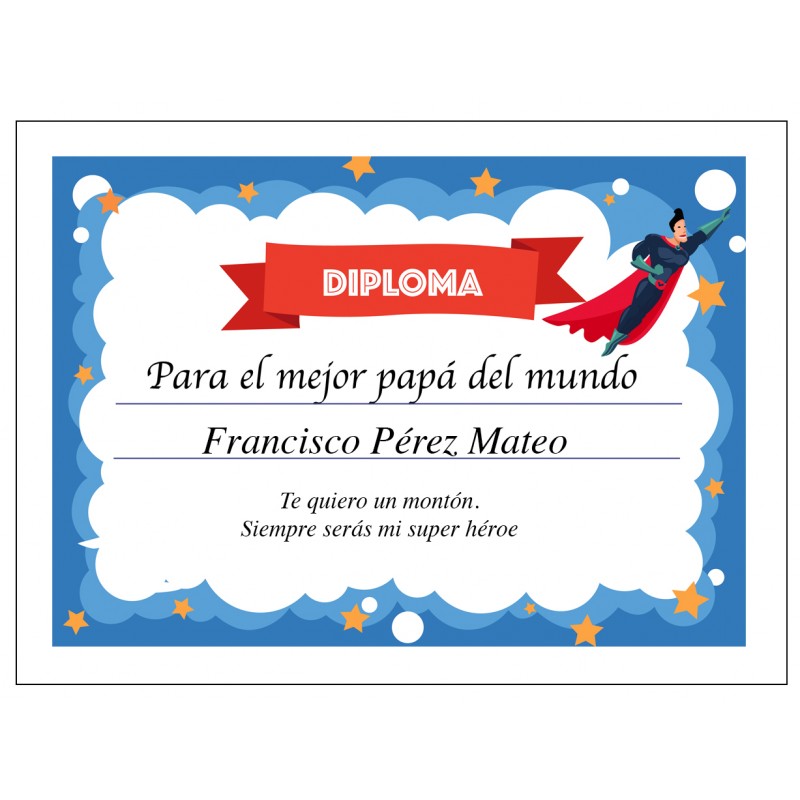 Diplomas para o dia dos pais personalizados