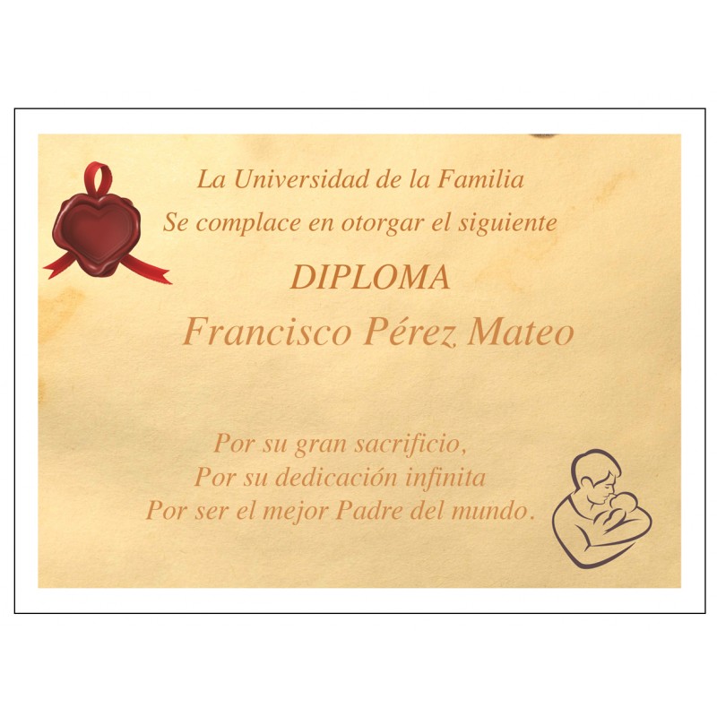 Diploma personalizado para o melhor pai do mundo
