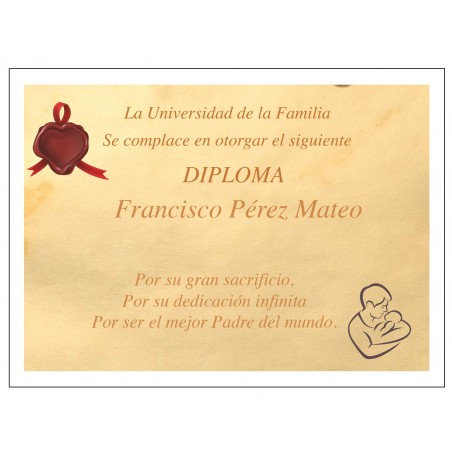 Diploma personalizado para o melhor pai do mundo