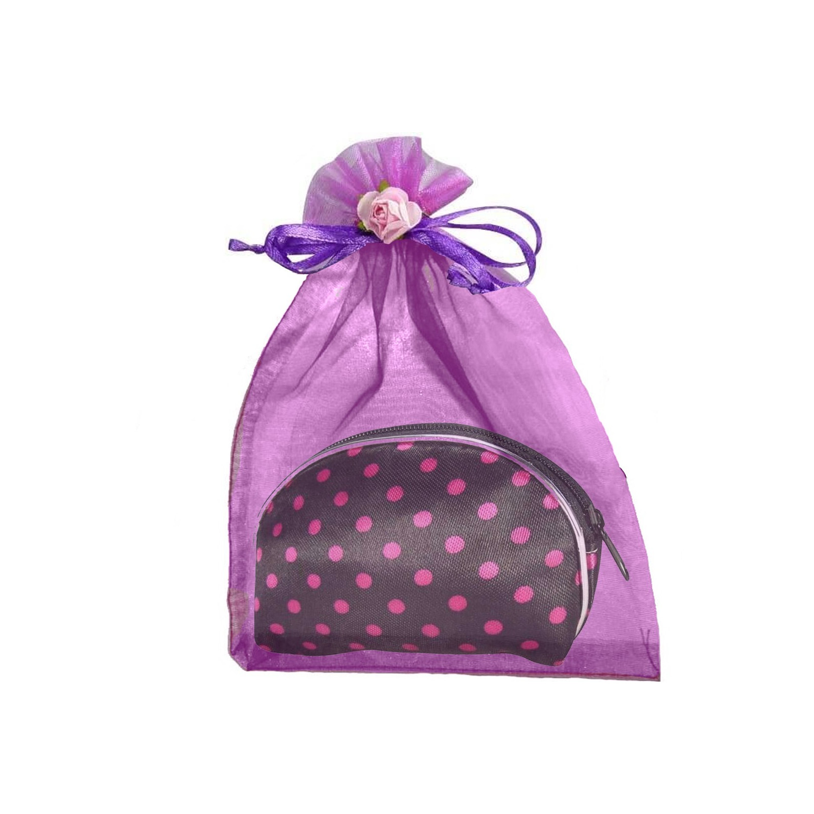 Bolsa em organza decorada com flor