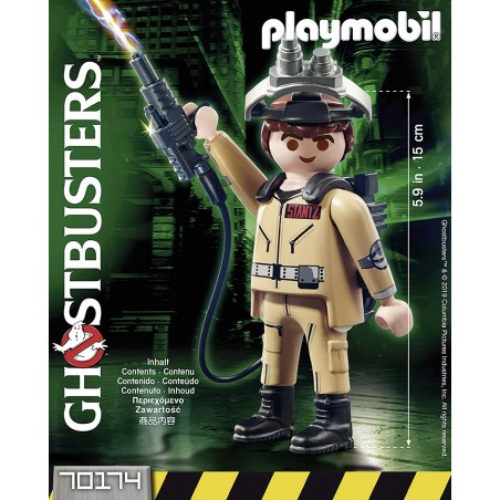 Figura colecionável playmobil r. stantz ghostbusters
