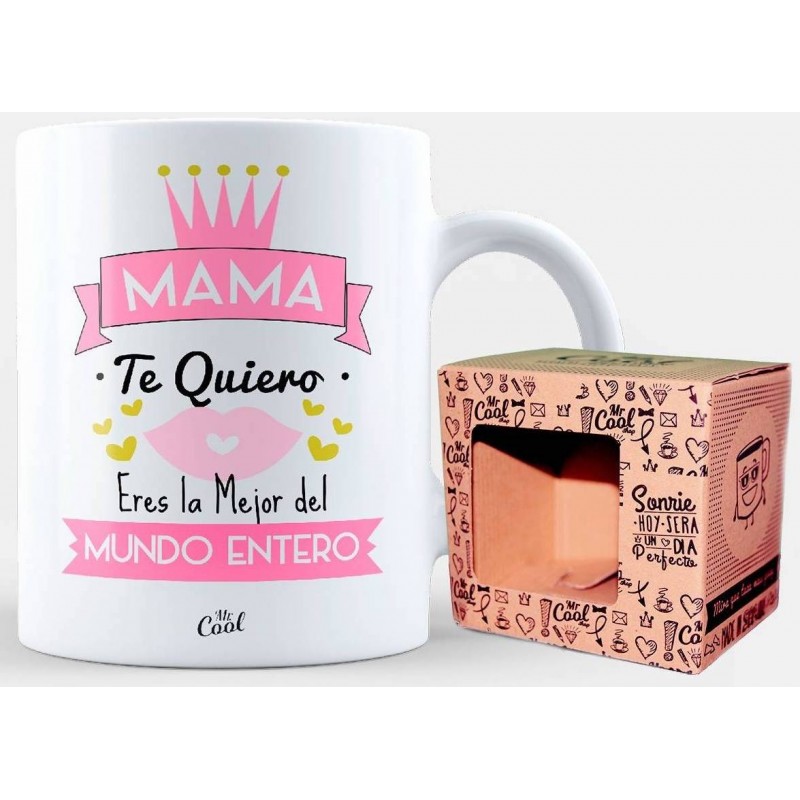 Caneca com frase para mamãe em branco apresentado na caixa