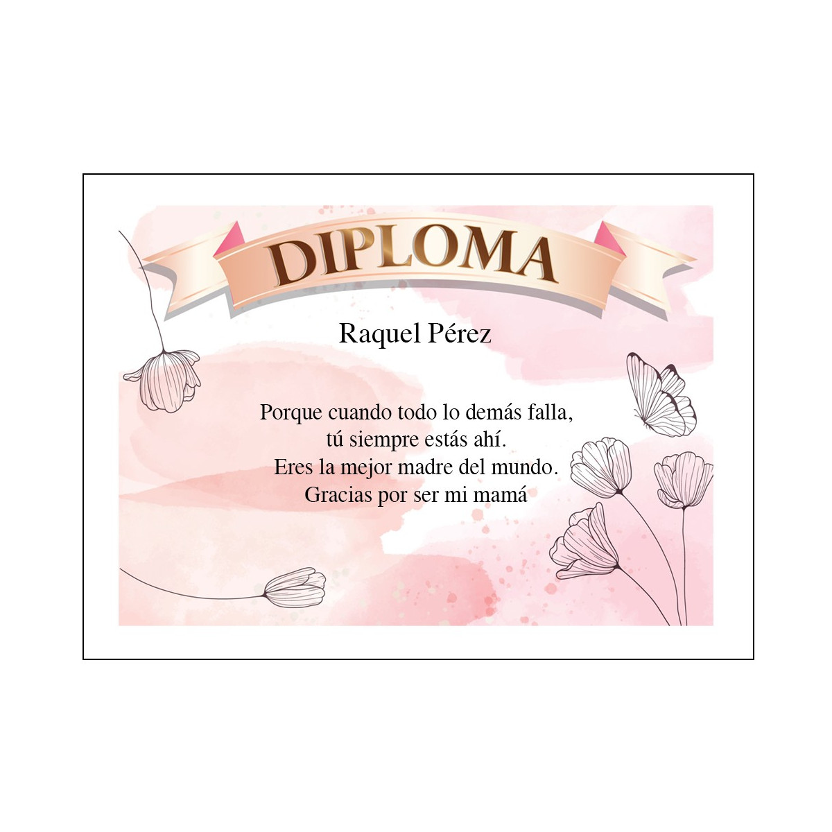 Diploma de reconhecimento para mamãe personalizado
