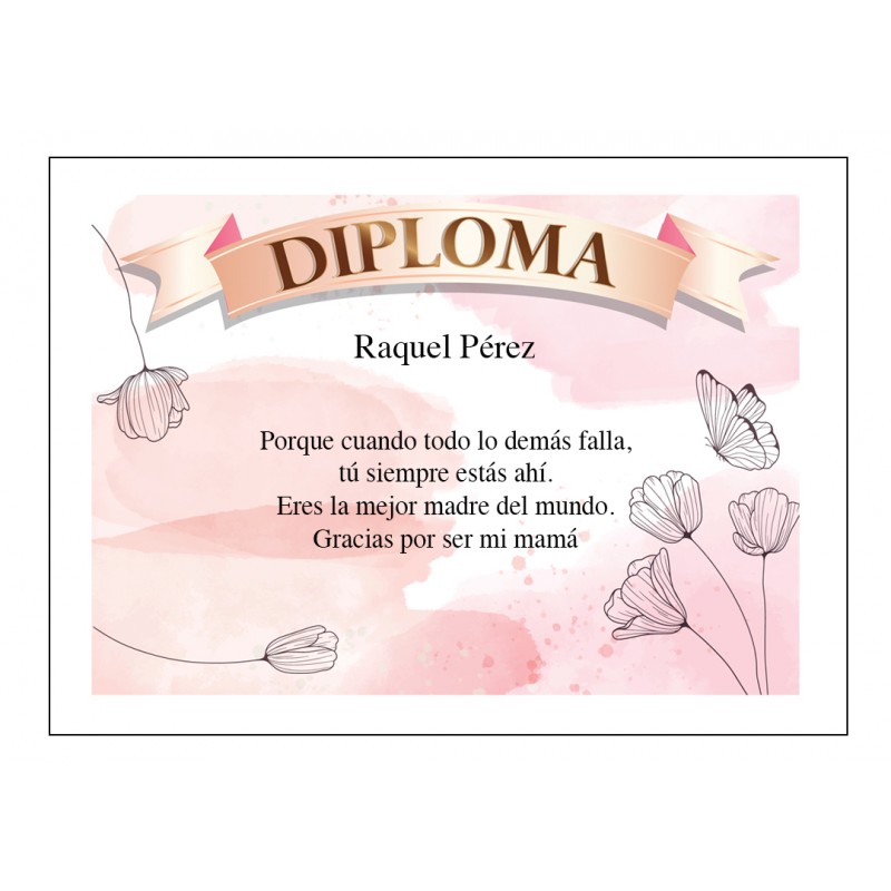 Diploma de reconhecimento para mamãe personalizado