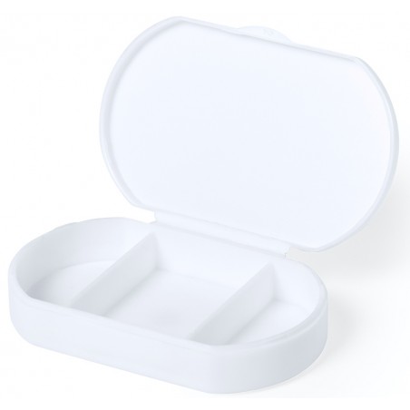 Caixa de comprimidos antibacteriana branca com 3 compartimentos