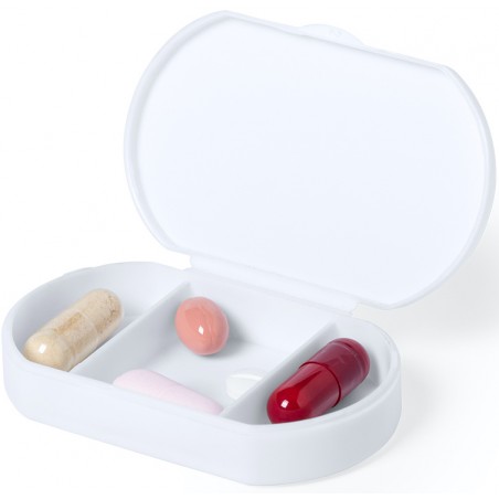 Caixa de comprimidos antibacteriana branca com 3 compartimentos