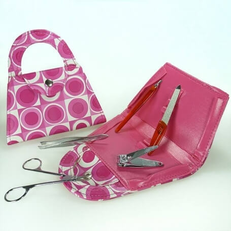 Conjunto de manicure com formato de bolsa para convidados