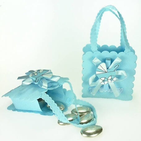 Saco de baptizado decorado azul