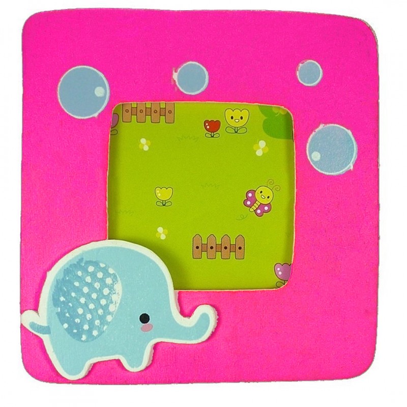 Porta-retrato infantil de madeira com elefante Um detalhe terno e colorido para os mais pequenos