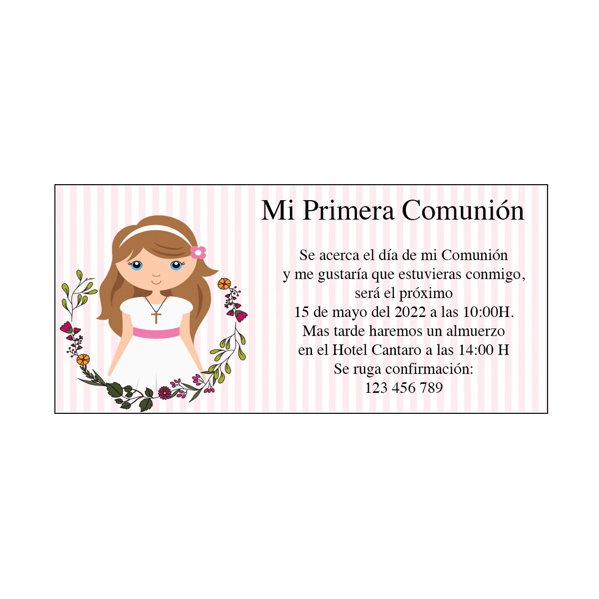 Convites de comunhão para meninas personalizados