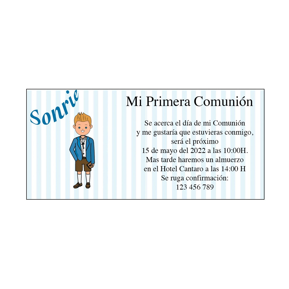 Convite de comunhão infantil personalizado