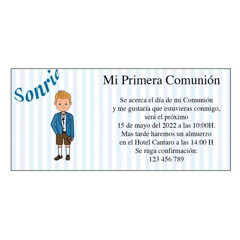 Convite de comunhão infantil personalizado
