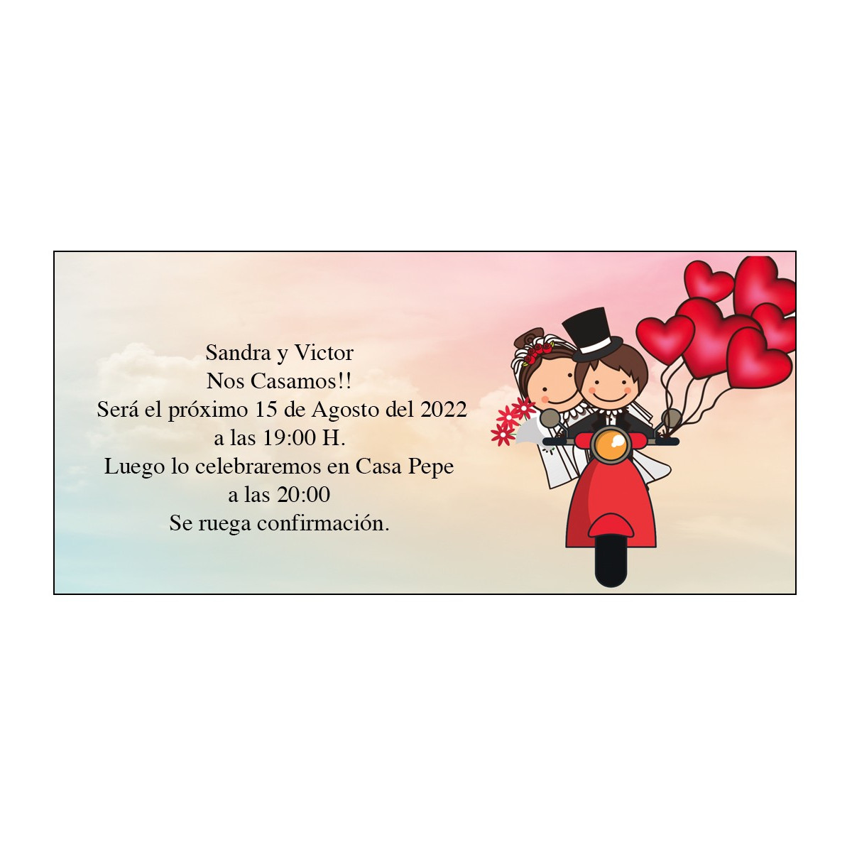 Convites de casamento noivos vespa