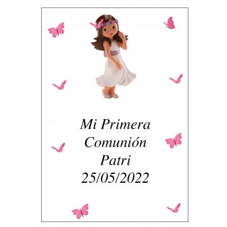 Adesivo personalizado da comunhão menina patri 7 x 5