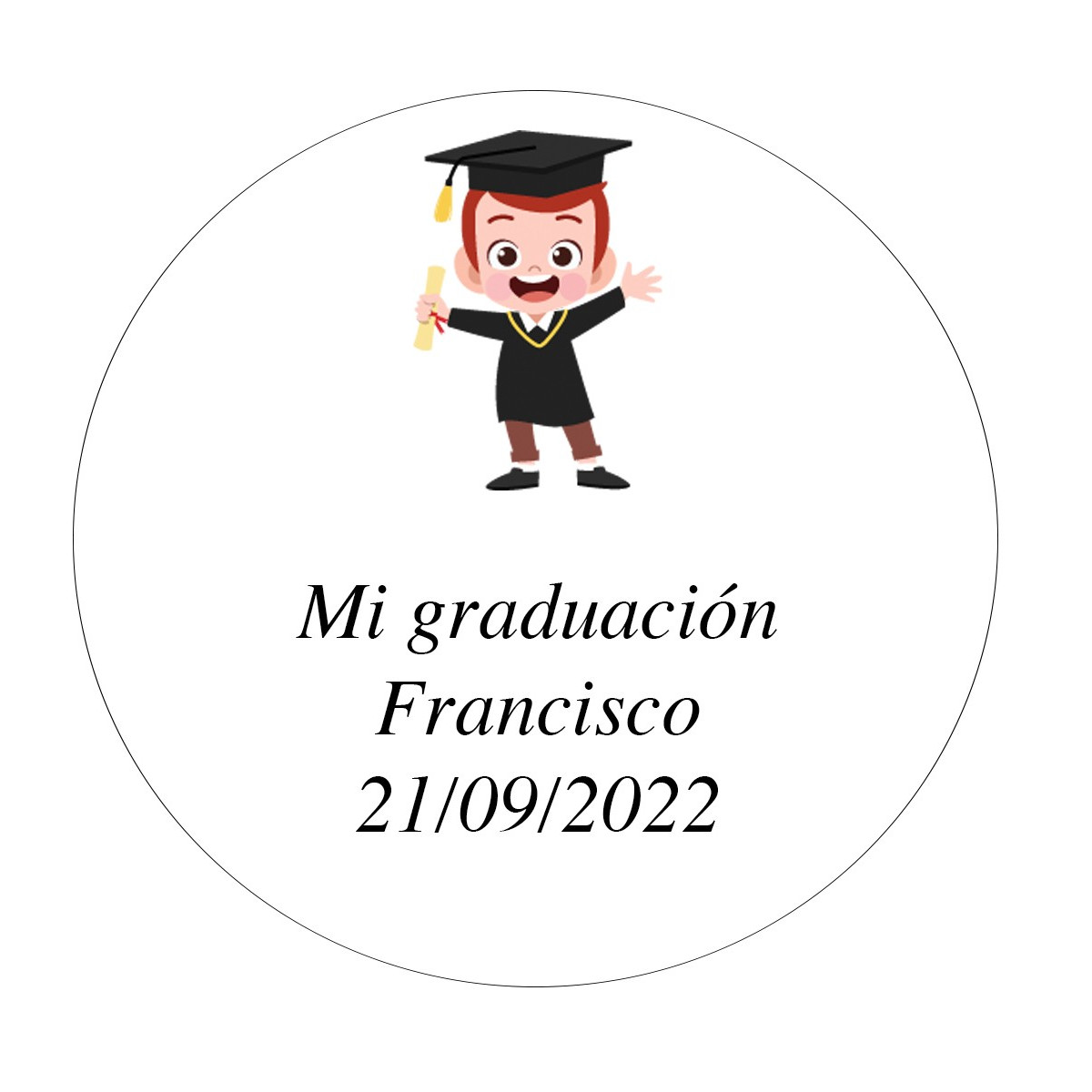 Adesivo de graduação infantil personalizado de 5 cm