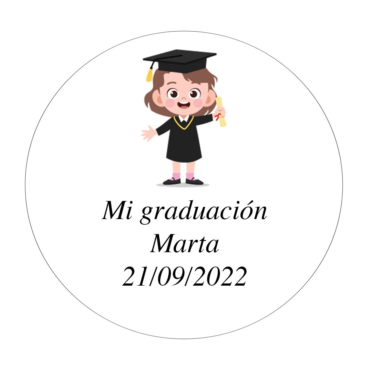 Adesivo de formatura de menina personalizado de 5 cm
