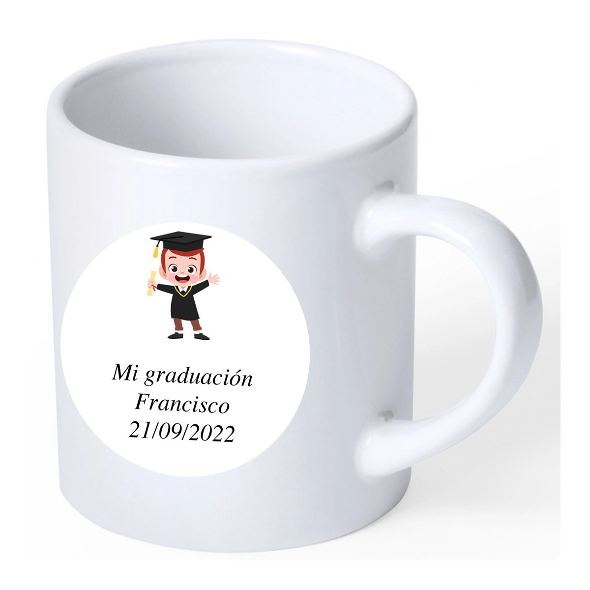 Caneca de formatura com adesivo personalizado