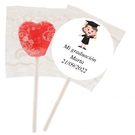 Pirulito Personalizado Com Graduação De Menina Em Adesivos