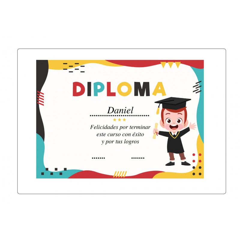 Diploma de graduação infantil personalizado