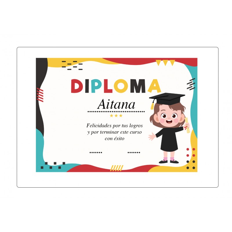 Diploma de formatura personalizado para menina