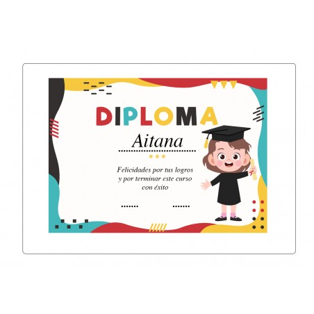 Diploma de formatura personalizado para menina