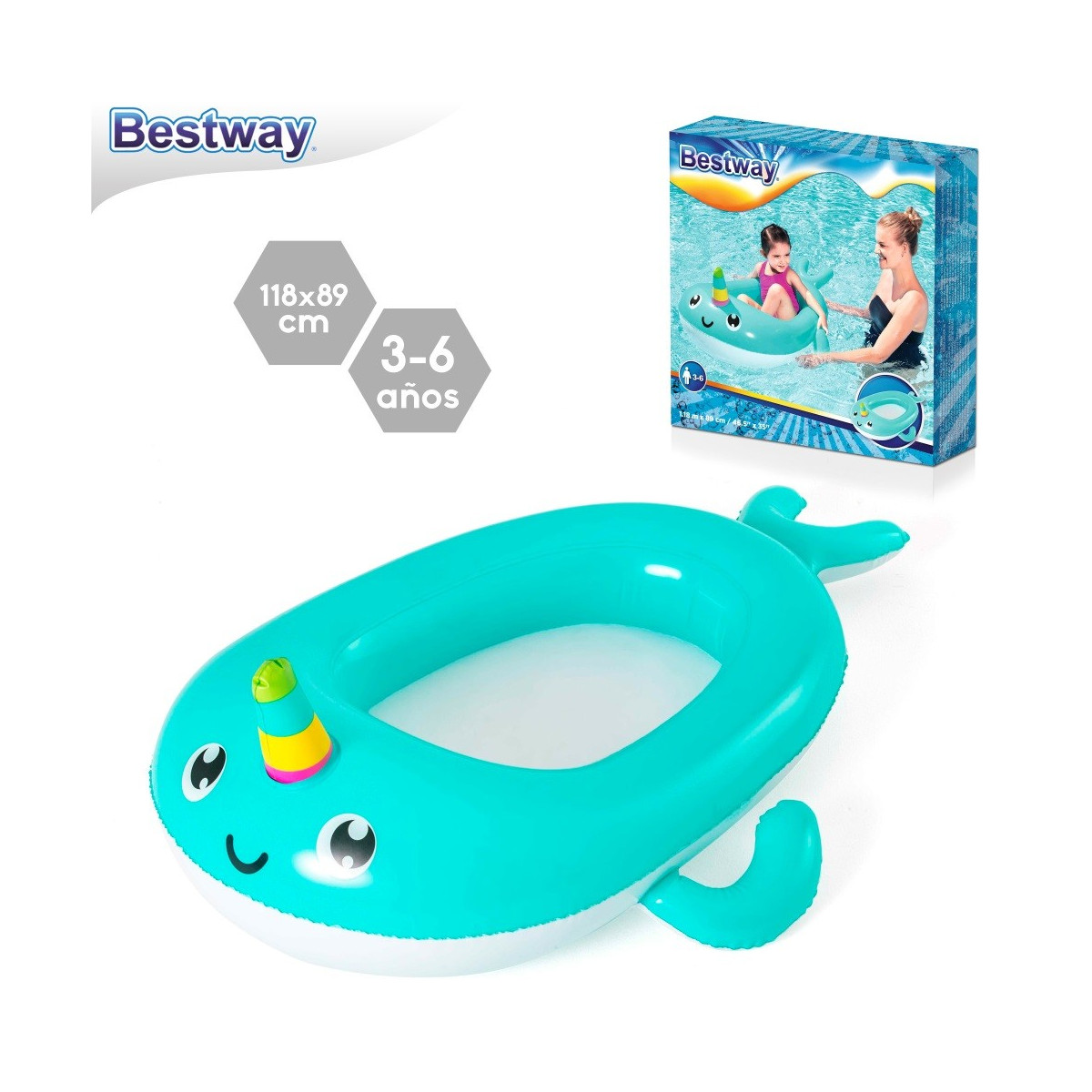 Barco infantil rino 3 6 anos inflável 118 x 89 cm