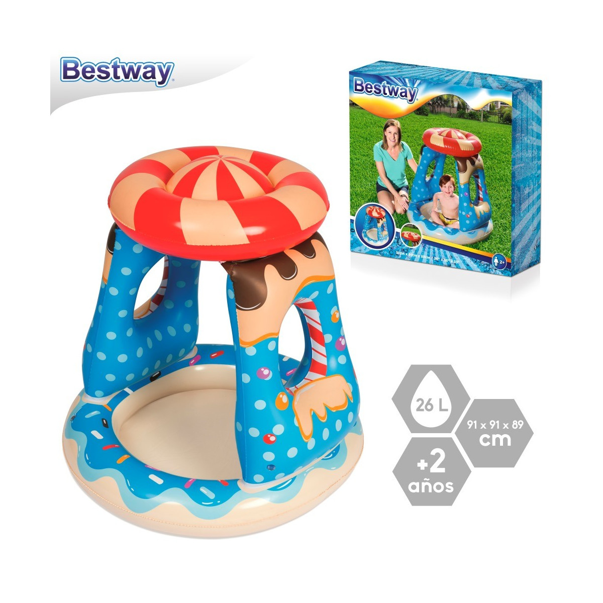Piscina com telhado candyille 91 x 91 x 89 cm