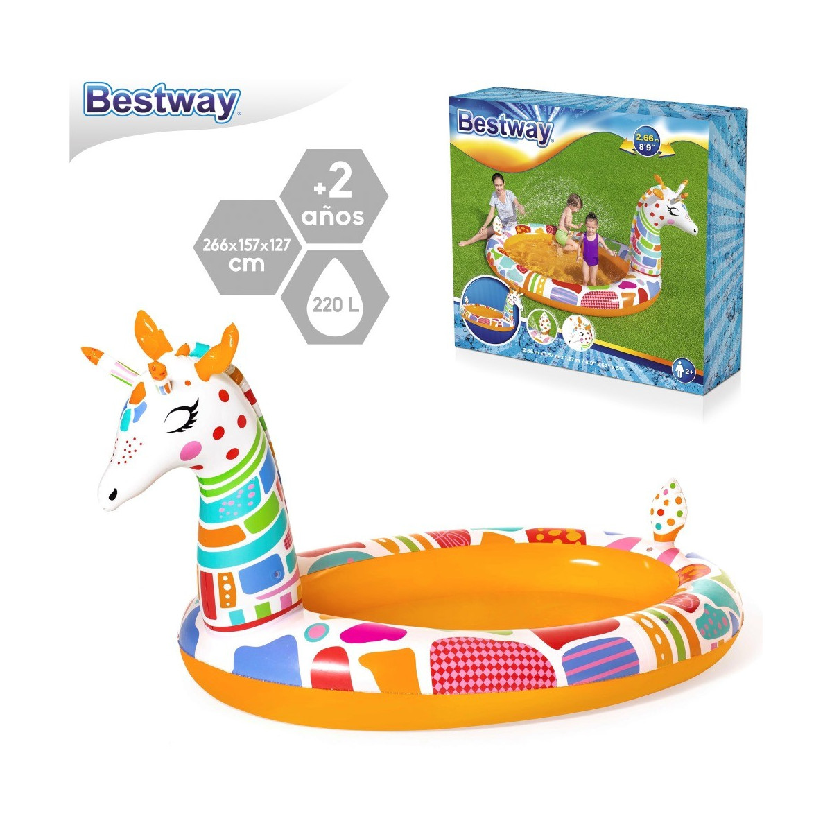 Atividades de piscina girafa inflável
