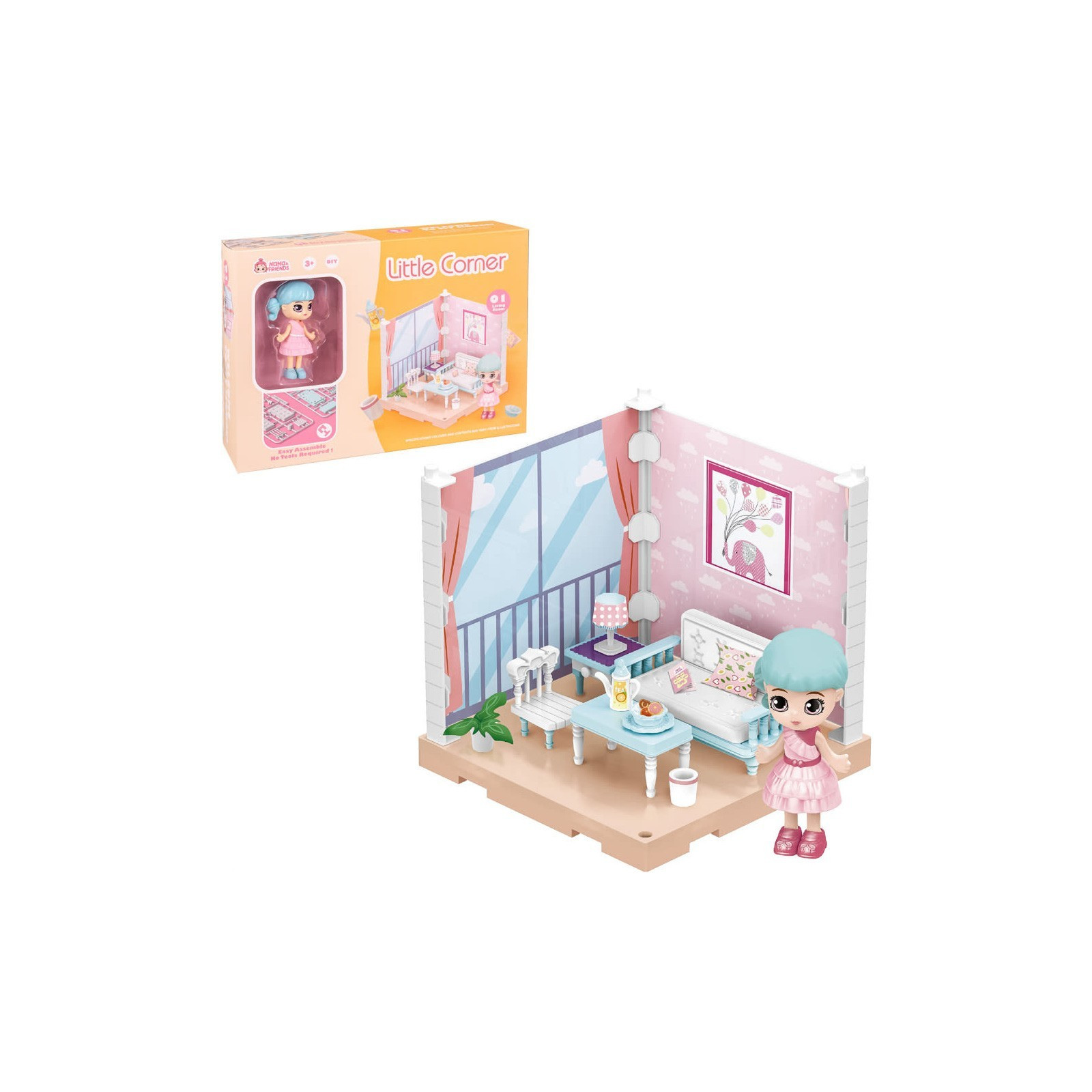Boneca colecionável little corner sala de estar