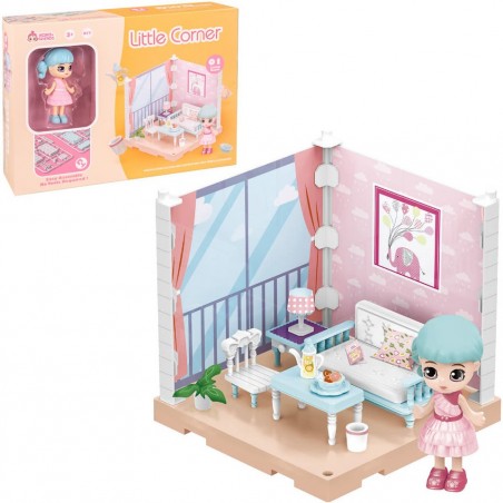 Boneca colecionável little corner sala de estar