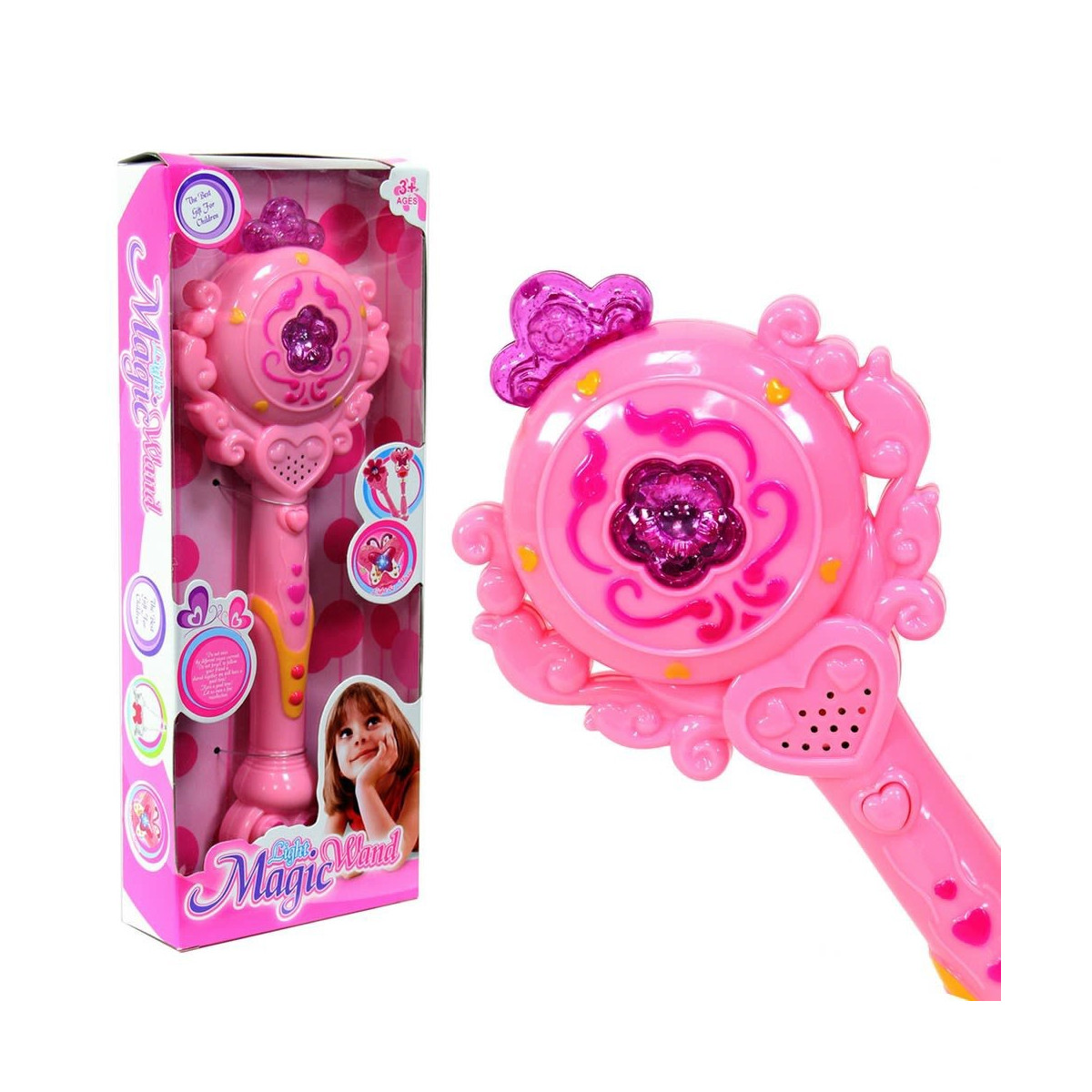 Varinha mágica com luz e som em cor rosa