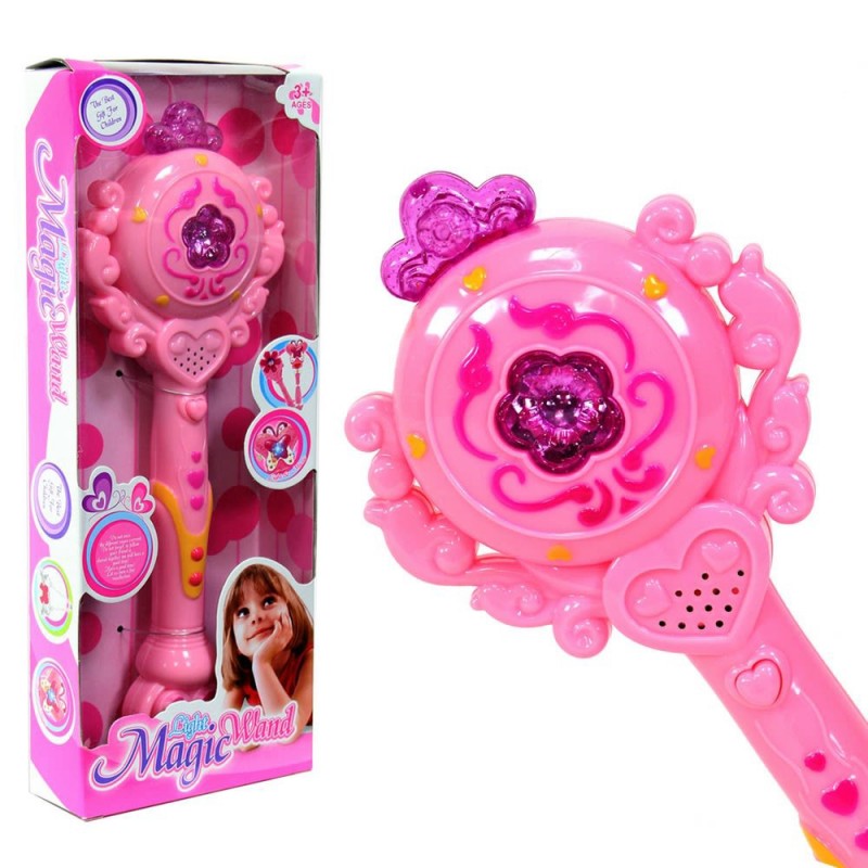 Varinha mágica com luz e som em cor rosa
