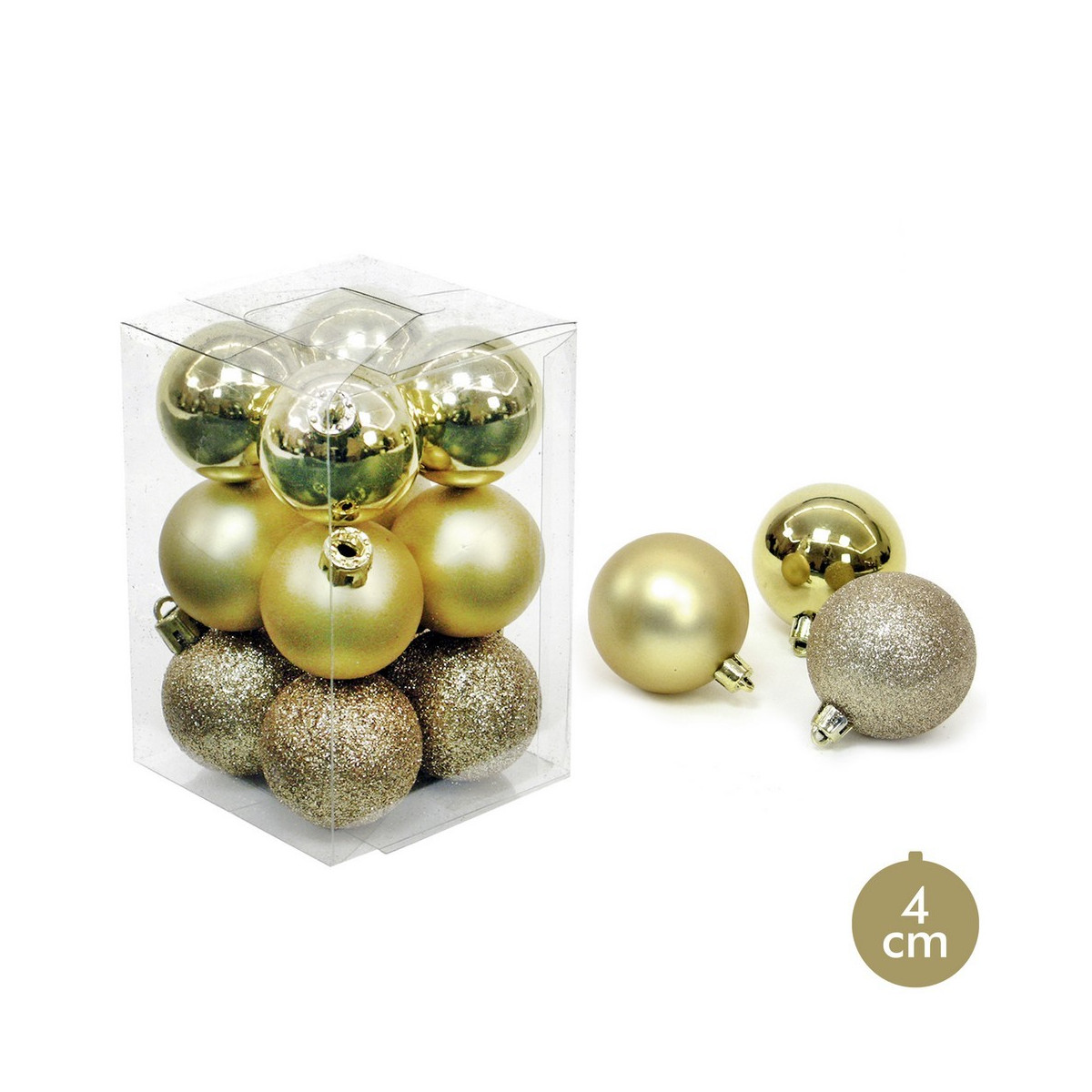 S 12 bola ouro decoração natal 4 x 4 x 4 cm