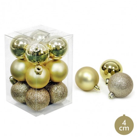 S 12 bola ouro decoração natal 4 x 4 x 4 cm
