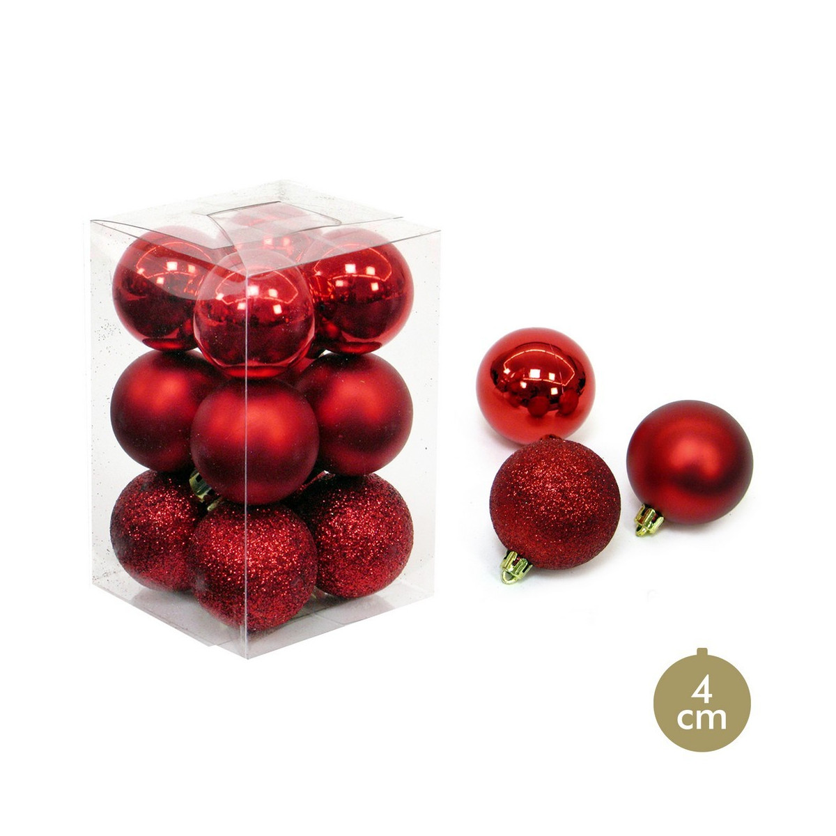 S 12 bola vermelha decoração natal 4 x 4 x 4 cm