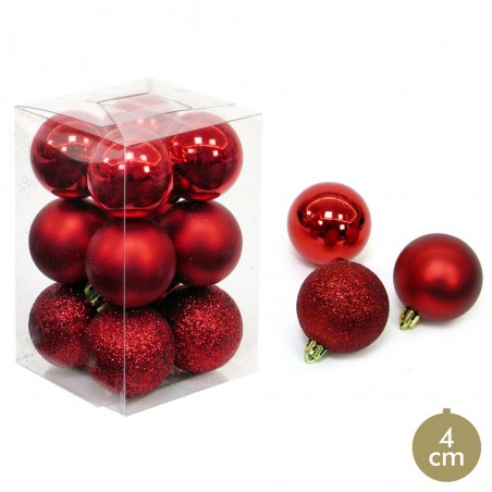 S 12 bola vermelha decoração natal 4 x 4 x 4 cm