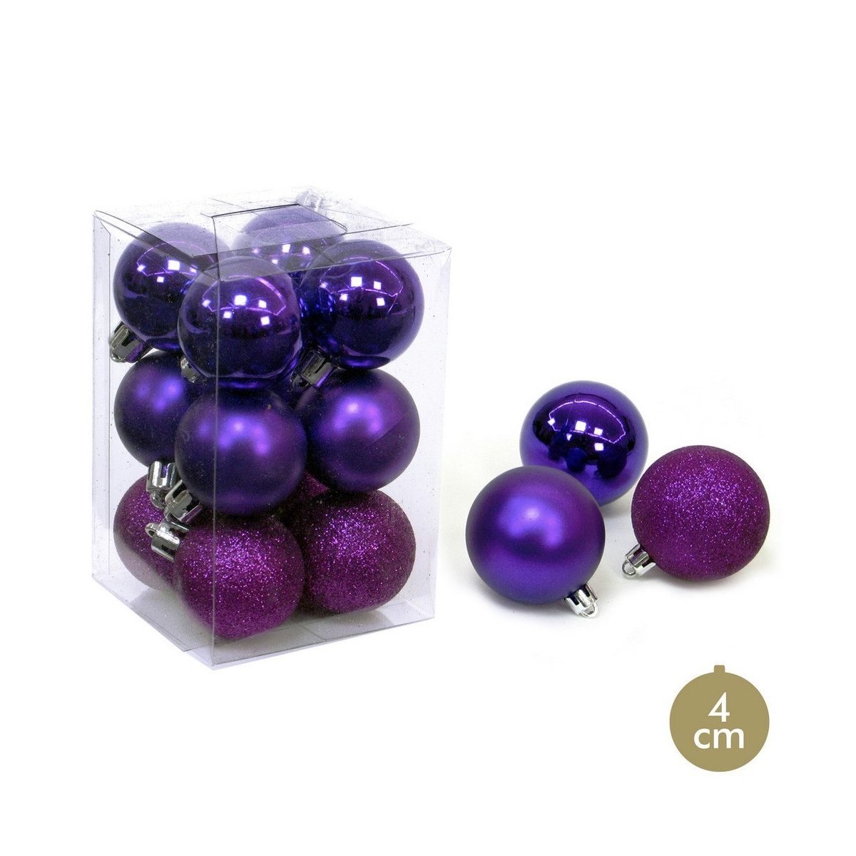 S 12 bola roxa decoração natal 4 x 4 x 4 cm