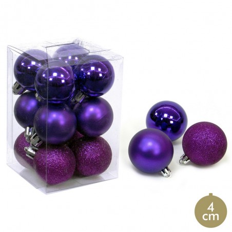 S 12 bola roxa decoração natal 4 x 4 x 4 cm