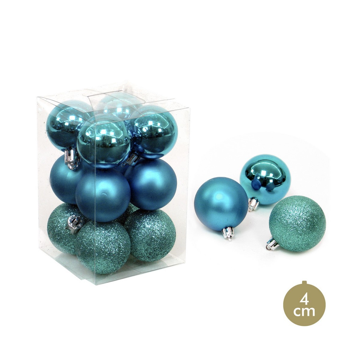 S 12 bola azul decoração natal 4 x 4 x 4 cm