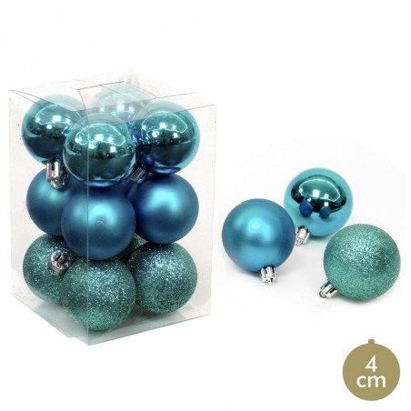 S 12 bola azul decoração de natal 4 x 4 x 4 cm