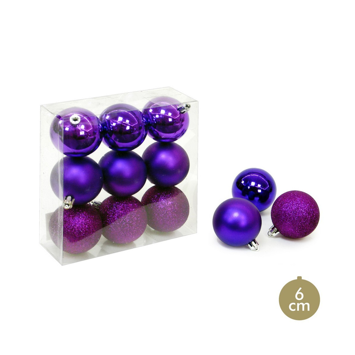 S 9 bola roxa decoração natal 6 x 6 x 6 cm